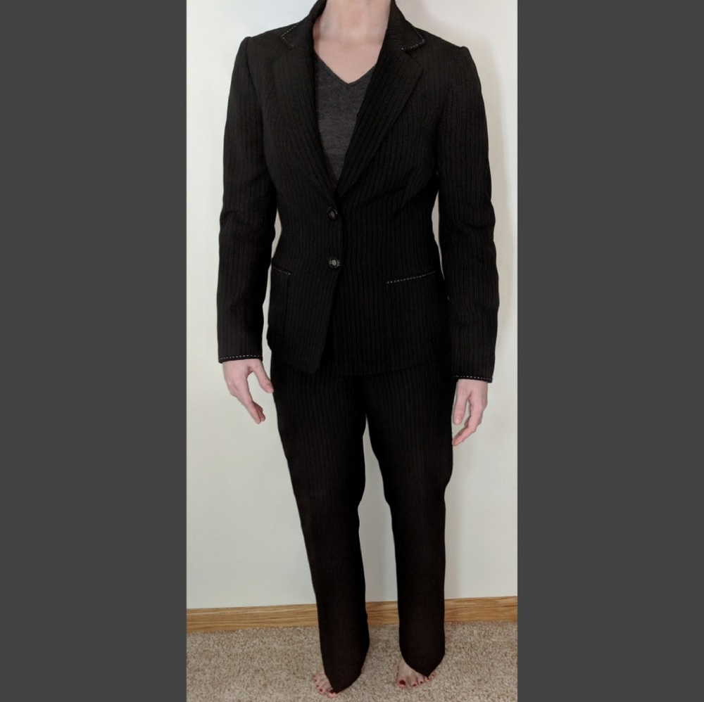 Tahari Suit Set Formal Black Pin Stripe